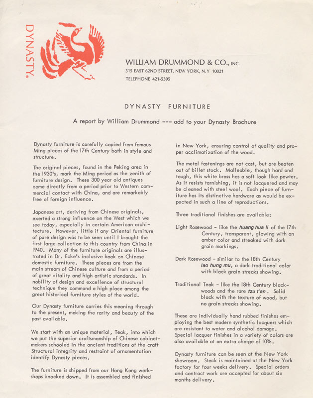 Drummond & Co prospectus, ca. 1960