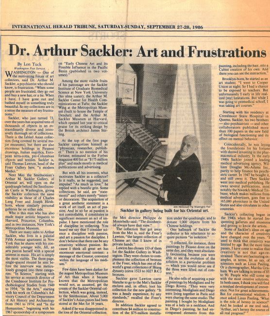 Dr. Arthur Sackler: Art and Frustration